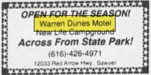 Warren Dunes Motel - May 1993 Ad (newer photo)